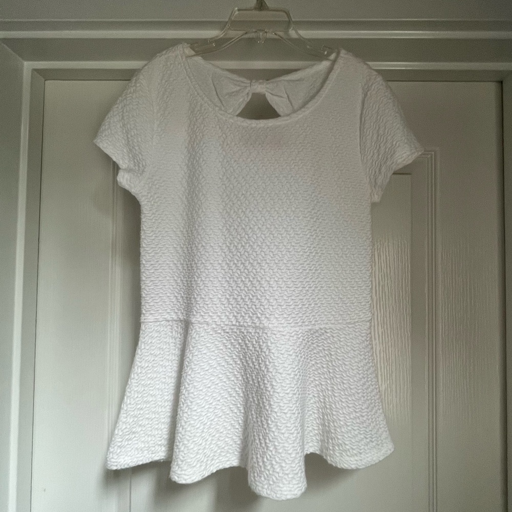 SO White Textured Short Sleeve Top